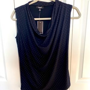 NWT Beautiful blue/Navy and gold dress tank size xsmall dots